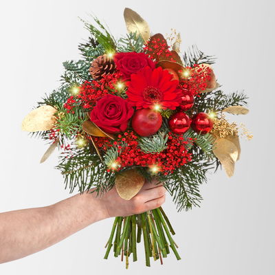 Blumenstrauß 'Lichterglanz' inkl. Lichterkette, handgebunden