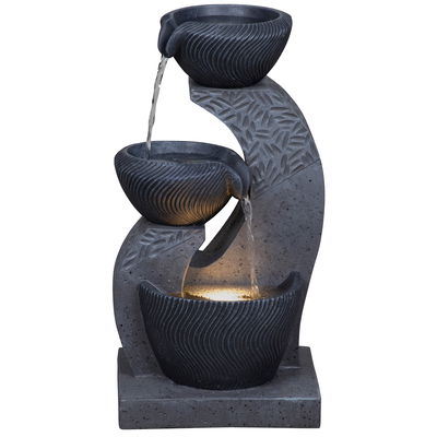 Kölle Brunnen 'Ava' inkl. Pumpe & Licht, grau, ca. 19 x 18 x 36 cm