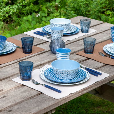 Bo-Camp Geschirrset 'Mix & Match', 16-tlg., blau, Melamin