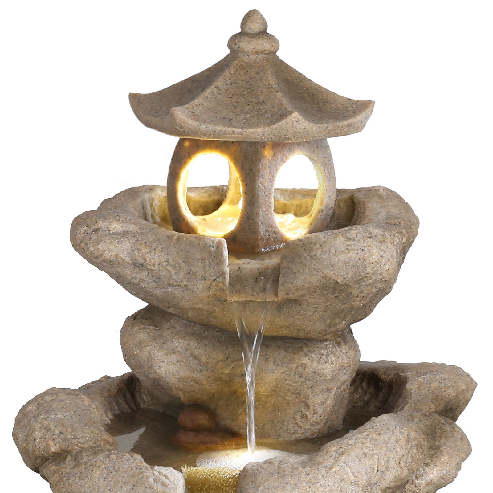 Kölle Brunnen 'Tim' inkl. Pumpe & Licht, beige, ca. 65 x 57 x 80 cm