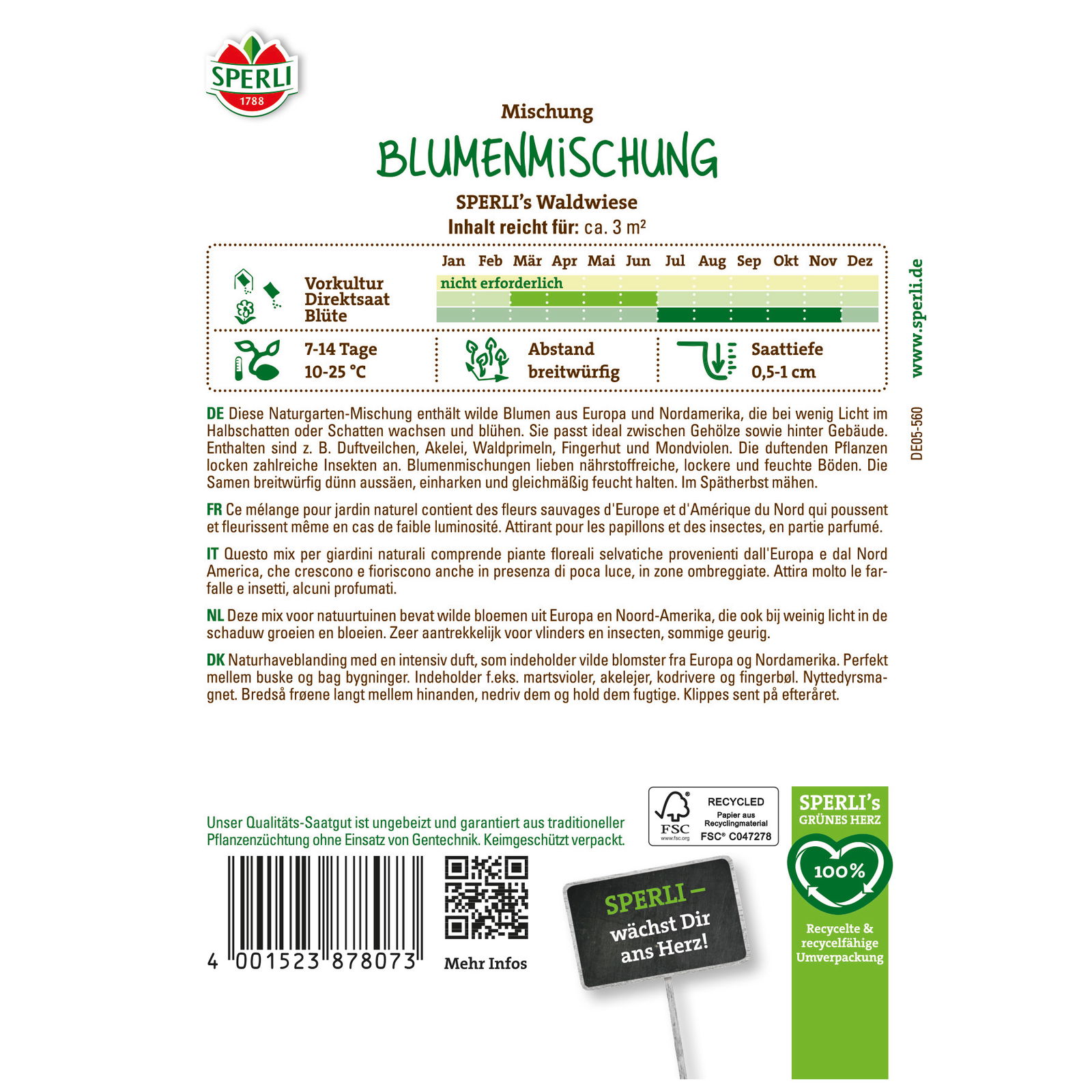 Sperli Blumensamen, Blumenmischung 'SPERLI's Waldwiese'