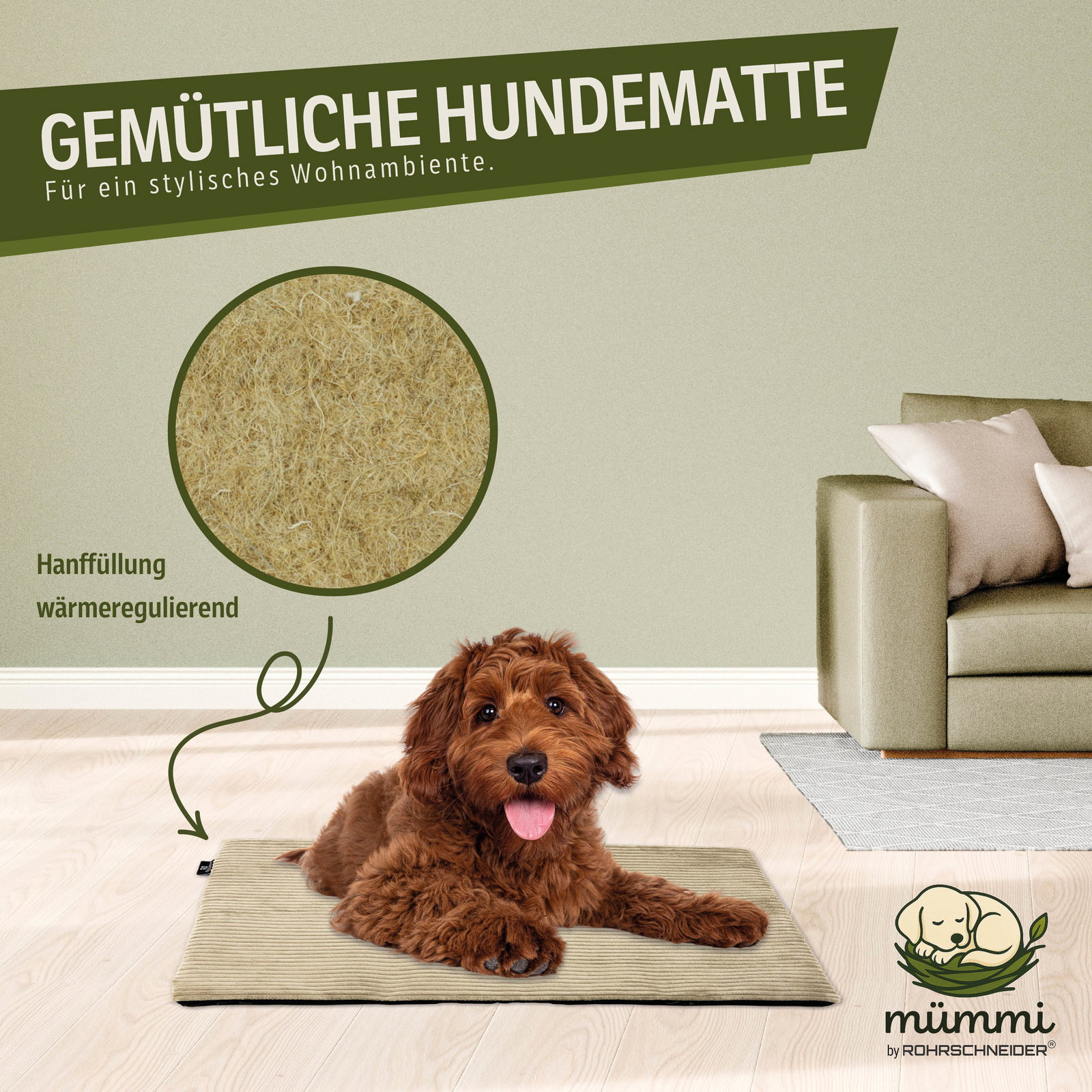 Mümmi by Rohrschneider Hundematte Cord, beige, ca. 44 x 50 x 2 cm Mümmi by Rohrschneider Hundematte Cord, beige, ca. 44 x 50 x 2 cm