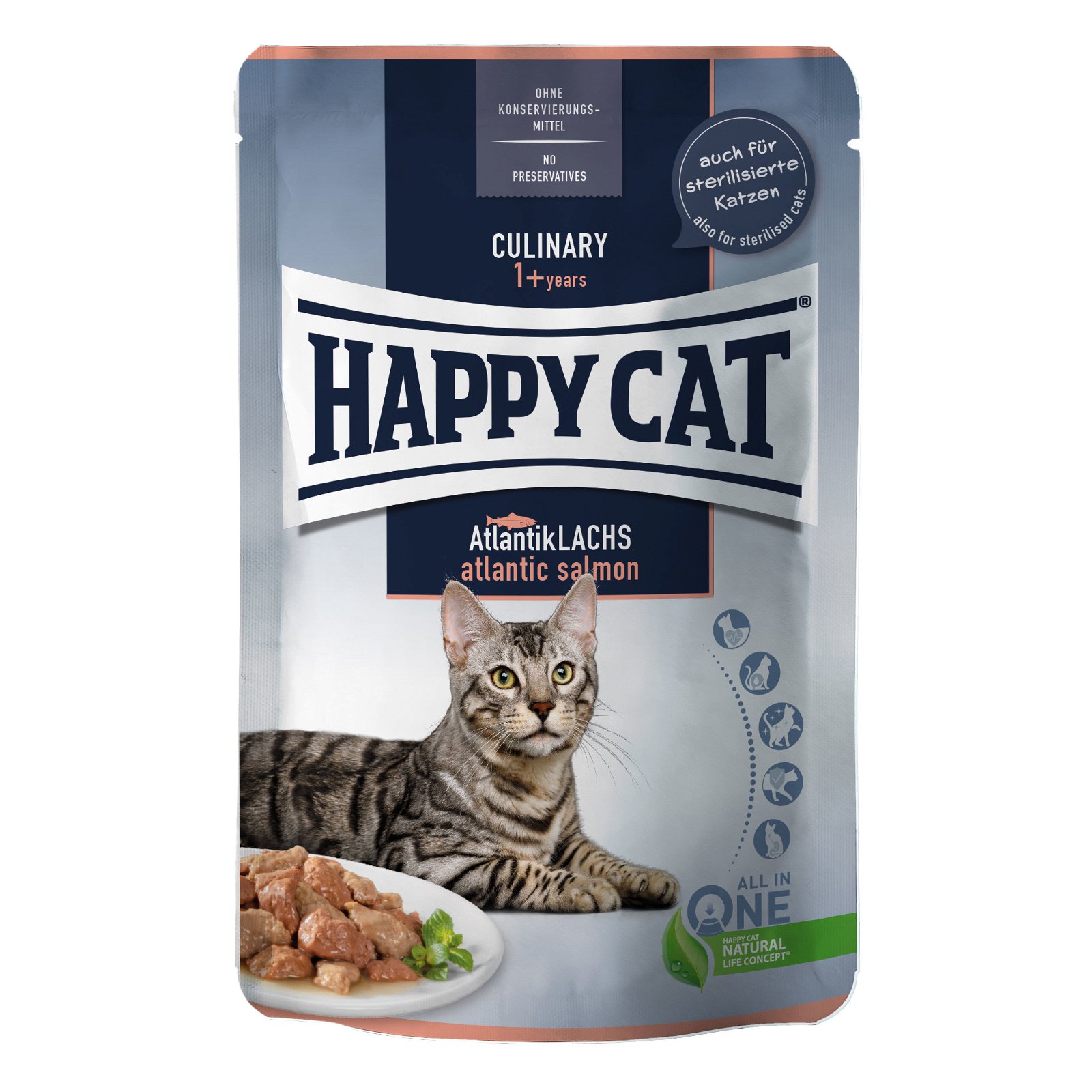Nassfutter, Happy Cat PB Culinary, Lachs in Soße, 85 g