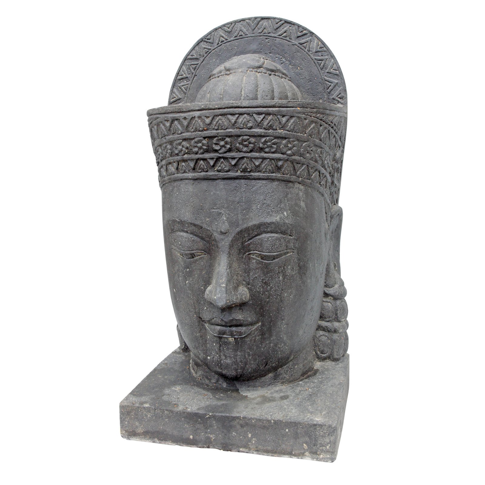 Khmer-Kopf, grau, gefärbt, Steinguss, 85 x 46 x 36 cm, 97 kg