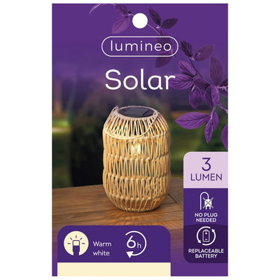 Solar-Laterne, natur, ca. Ø 16 x H 24,5 cm