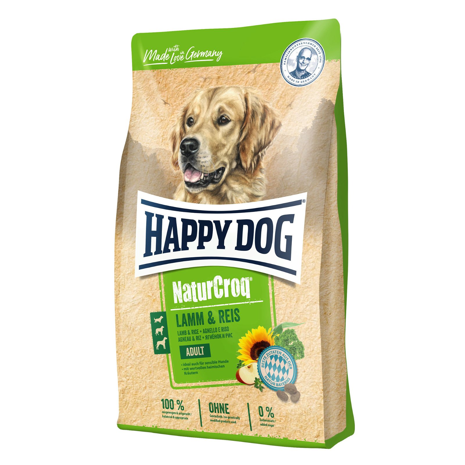 Happy Dog Natur Croq, Hundetrockenfutter, Lamm, Reis, 4 kg