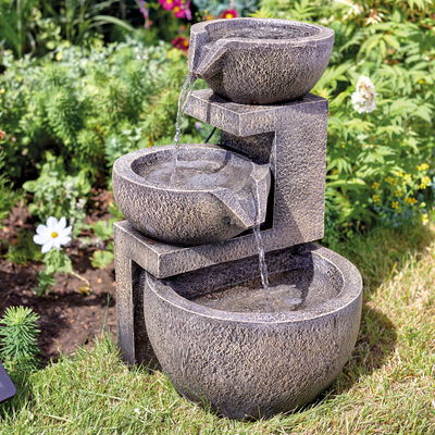 Solar-Kaskadenbrunnen 'Genoa' inkl. Solarpanel, grau, ca. 49 x 31 x 30 cm Solar-Kaskadenbrunnen 'Genoa' inkl. Solarpanel, grau, ca. 49 x 31 x 30 cm