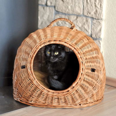 Silvio Design Katzen-Transportbox natur, mit Kissen braun