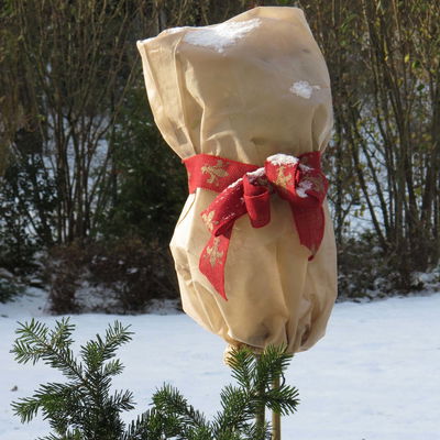 Winterschutz Deko-Juteband, dunkelrot-gold, Länge ca. 3 m