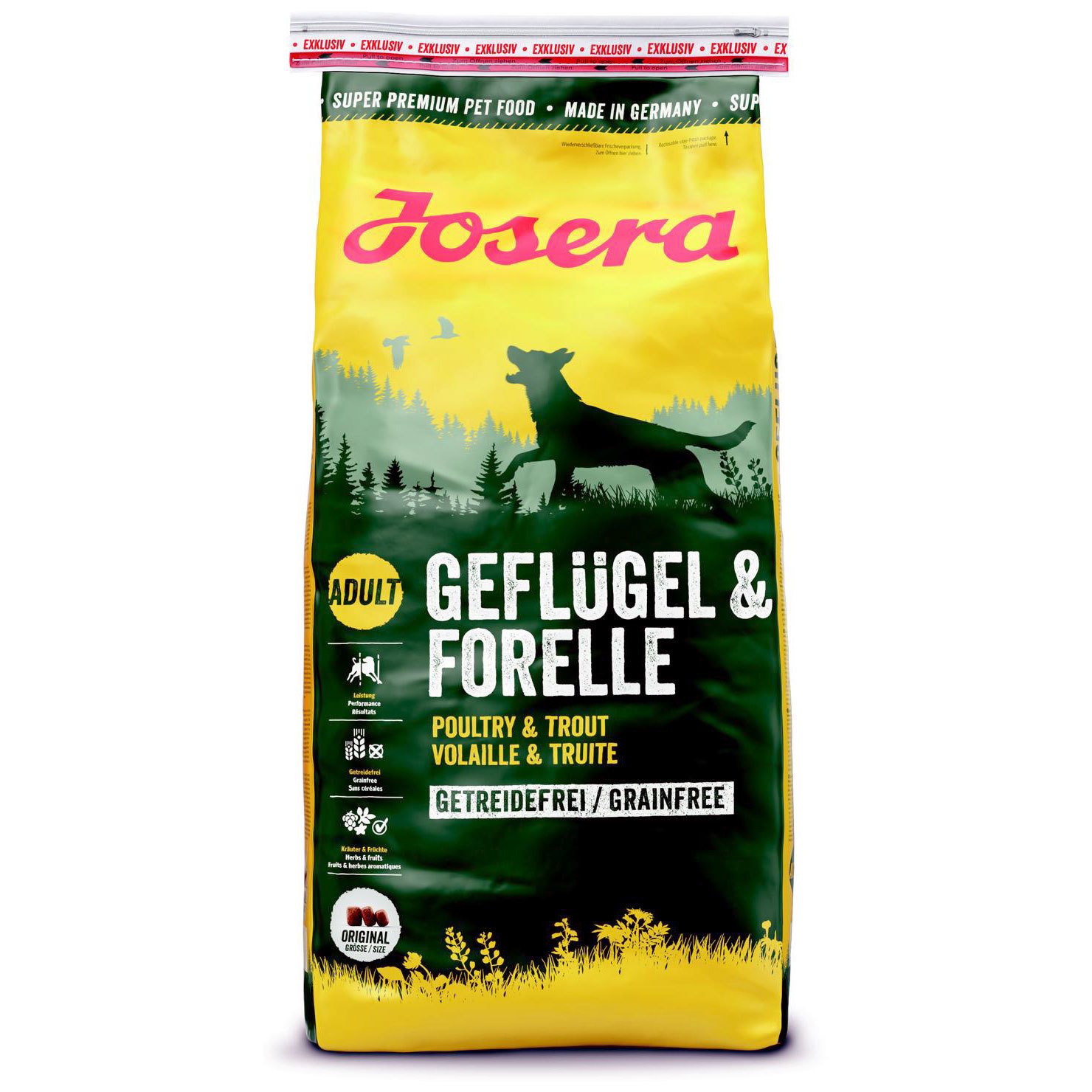 Josera Trockenfutter Exklusiv, Geflügel & Forelle, 15 kg