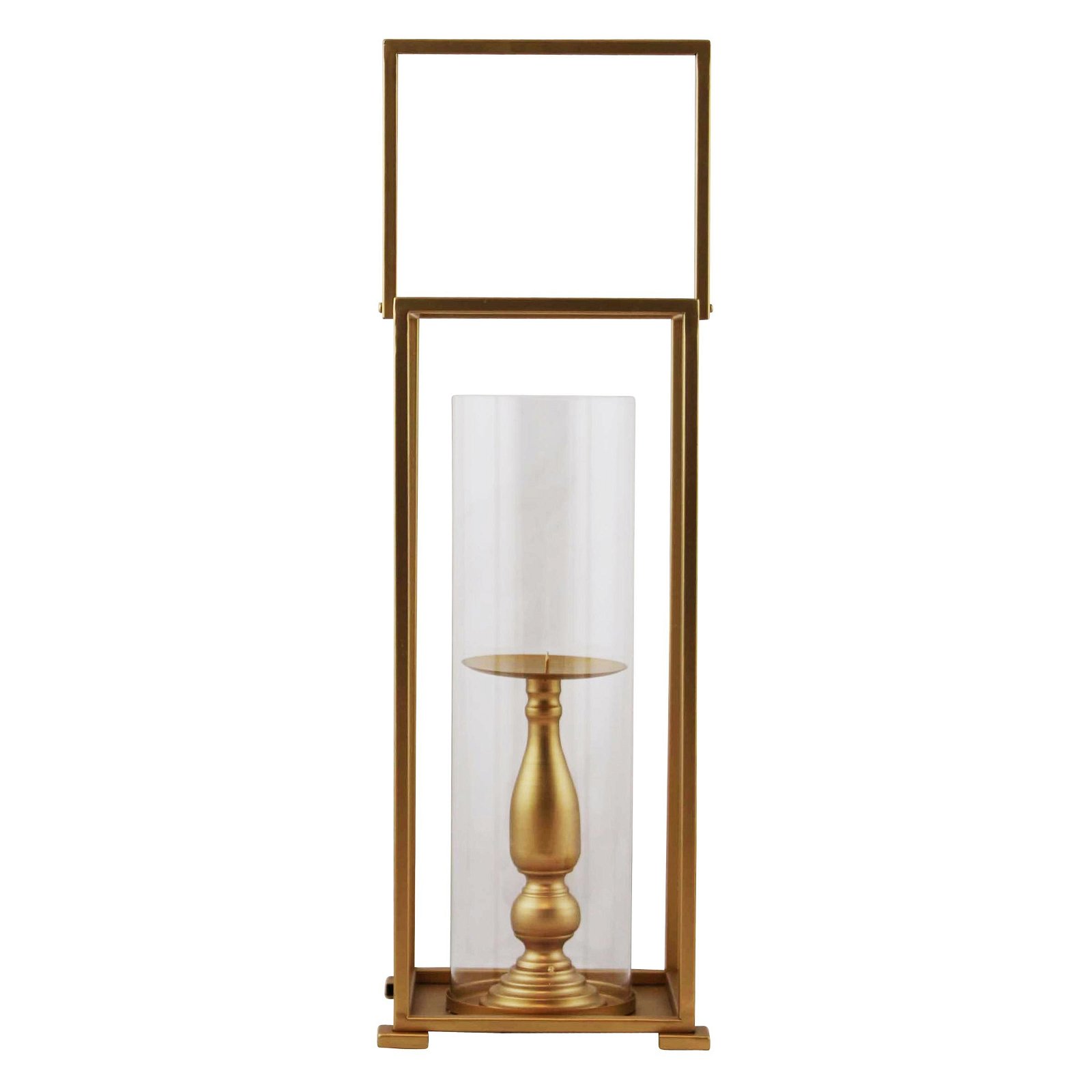 Laterne mit Glas, gold, Metall, H 47 x Ø 20,5 cm
