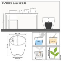 Lechuza 'Classico Color ECO 35', grau, Ø 34,5 x H 32,5 cm