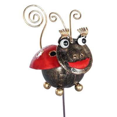 Gartenstecker mit einem Käfer, schwarz/rot, ca. 45 x 6 x 7 cm