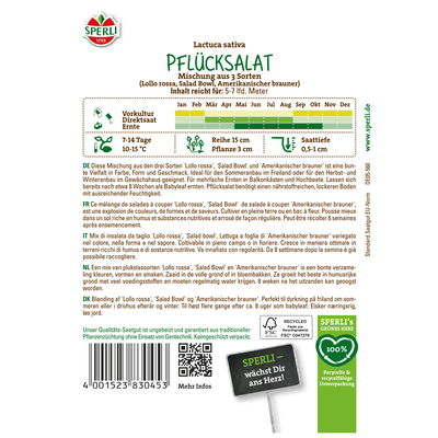 Sperli Gemüsesamen, Pflücksalat 'Mischung aus 3 Sorten' Sperli Gemüsesamen, Pflücksalat 'Mischung aus 3 Sorten'