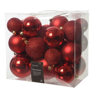 Kugelmix, 26er-Set, weihnachtsrot, ca. Ø 6, 8 & 10 cm Kugelmix, 26er-Set, weihnachtsrot, ca. Ø 6, 8 & 10 cm