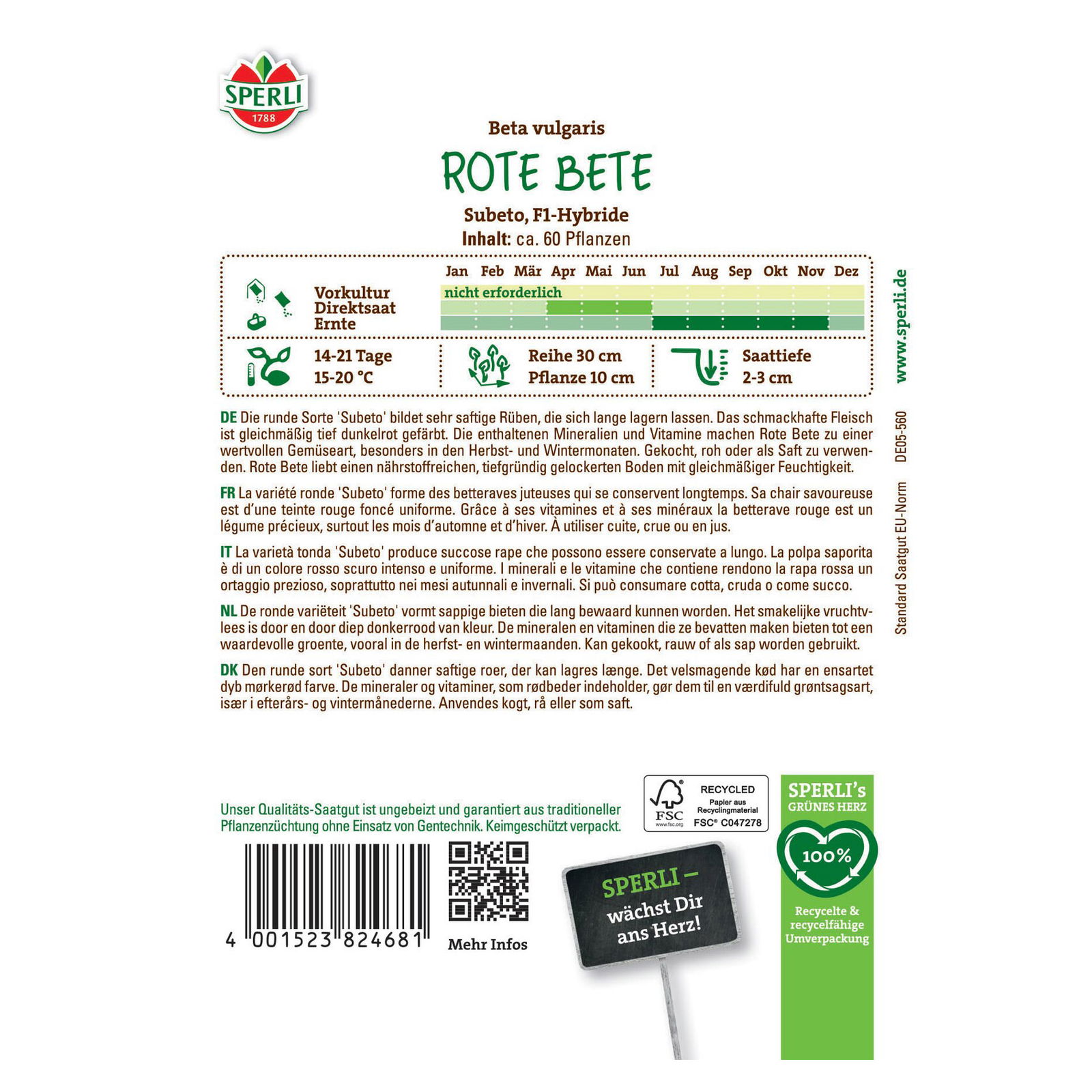 Saatgut Rote Beete 'Subeto'