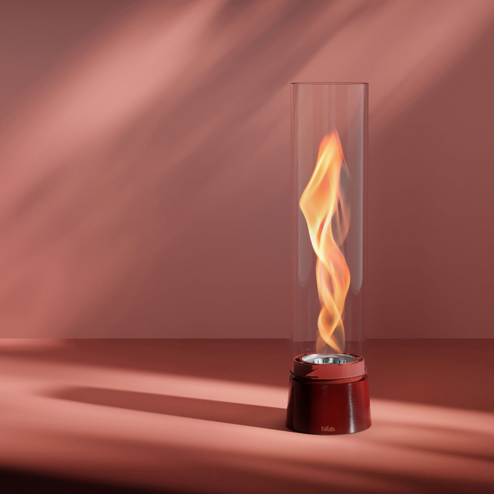 Höfats Tischfeuer 'Spin Air 1200', rot, Edelstahl, Ø13,8 x H54 cm