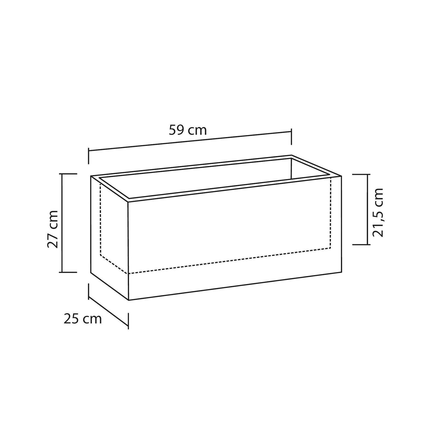 Pflanzkübel 'C-Cube Long', Stony Black, 59 x 25 x H 26,5 cm, 21 Liter