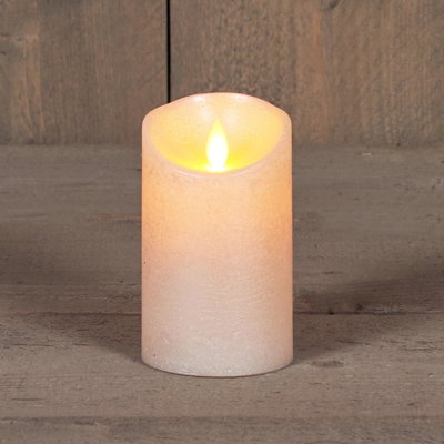 LED Echtwachskerze 'Magic Flame', perle, Ø 7,5 x H 12,5 cm