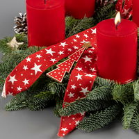 Dekorierter Adventskranz mit Kerzen in Rubinrot, Mix-Grün, ca. 35 cm Ø