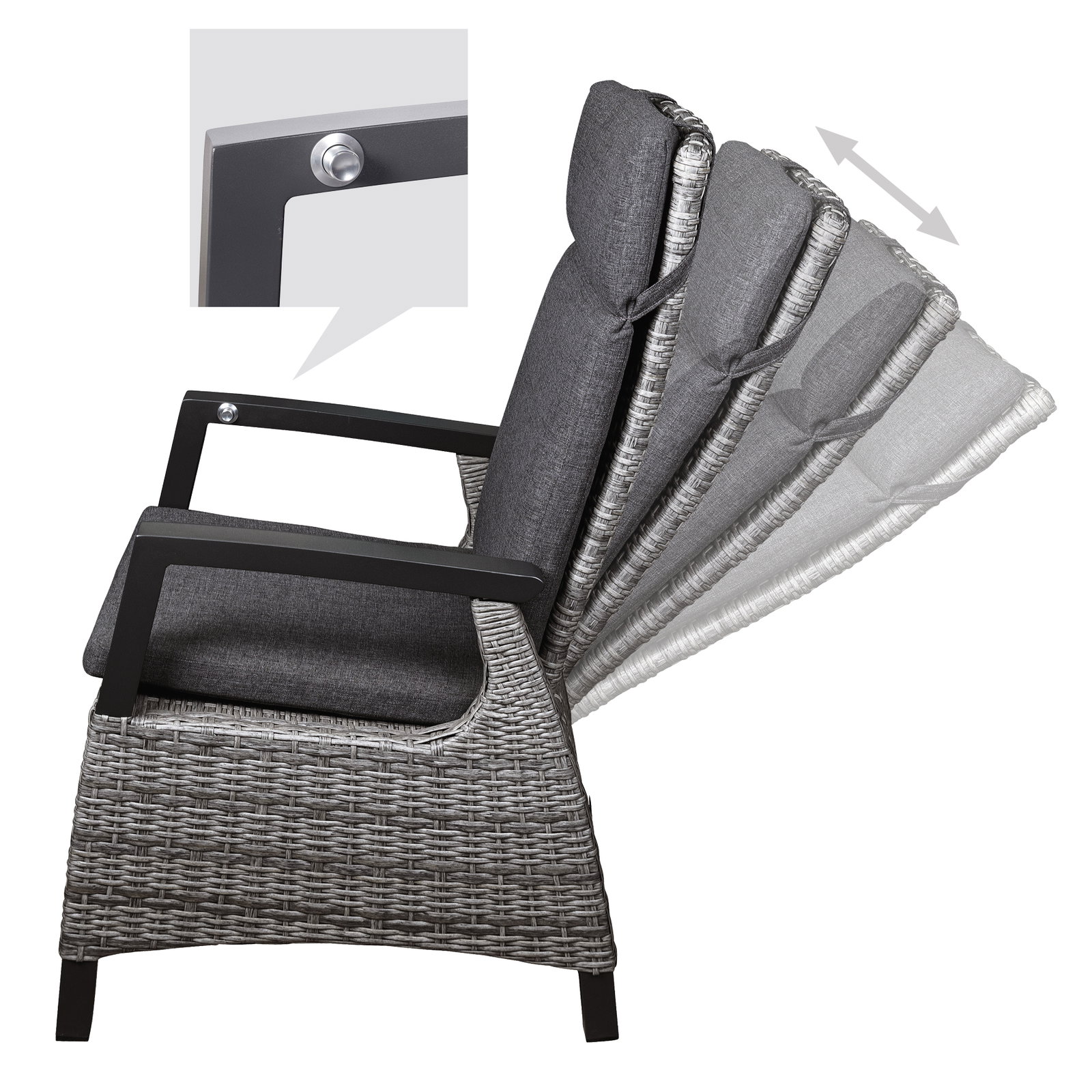 Kölle Sessel 'Bremen', verstellbare Rückenlehne, Alu, Kunstrattan, 109 x 72 cm Kölle Sessel 'Bremen', verstellbare Rückenlehne, Alu, Kunstrattan, 109 x 72 cm