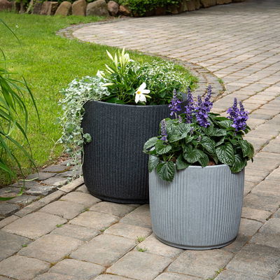 Scheurich Pflanzgefäß 'Linetto', grau, ca. Ø 39 x H 35 cm