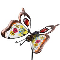 Gartenstab 'Schmetterling', bunt, ca. 87 x 4 x 16 cm
