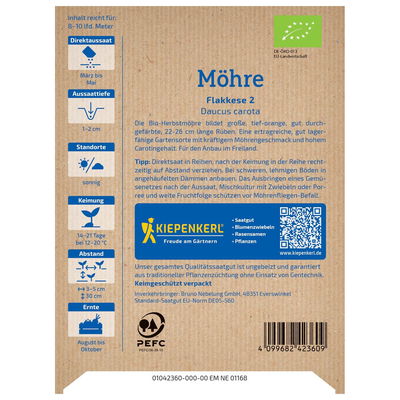 Bio-Gemüsesamen, Lagermöhre, orange Bio-Gemüsesamen, Lagermöhre, orange