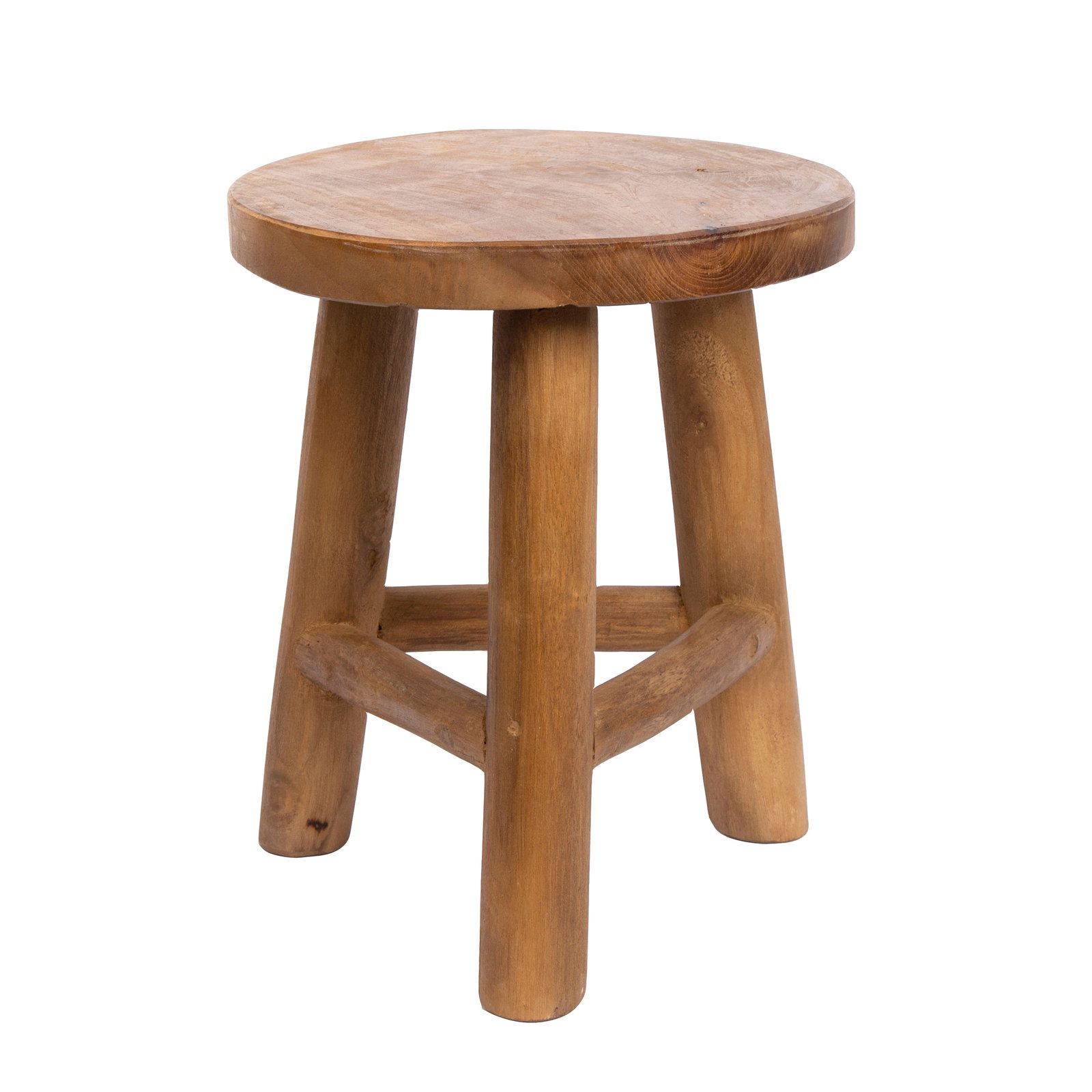 Wurzelholz-Hocker, light Wax, aus recyceltem Teakholz, Ø 35 cm, Höhe 42 cm