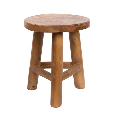 Wurzelholz-Hocker, light Wax, aus recyceltem Teakholz, Ø 35 cm, Höhe 42 cm