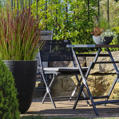 Capi Europe Pflanzvase 'Rib Bella', schwarz, ca. Ø 36 x H 47 cm