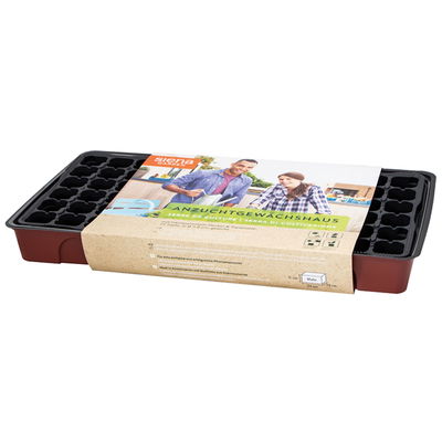 Anzuchtgewächshaus mit Deckel & Topfplatte, 72 Töpfe gelocht, bordeaux Anzuchtgewächshaus mit Deckel & Topfplatte, 72 Töpfe gelocht, bordeaux