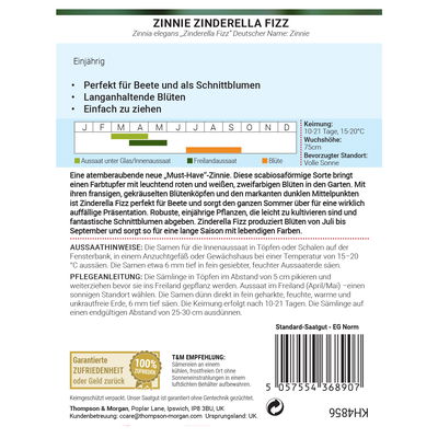 Thompson & Morgan Saatgut Zinnie 'Zinderella Fizz', rotweiß