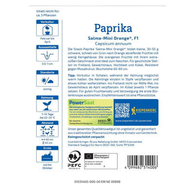 Saatgut Paprika 'Salma-Mini Orange'