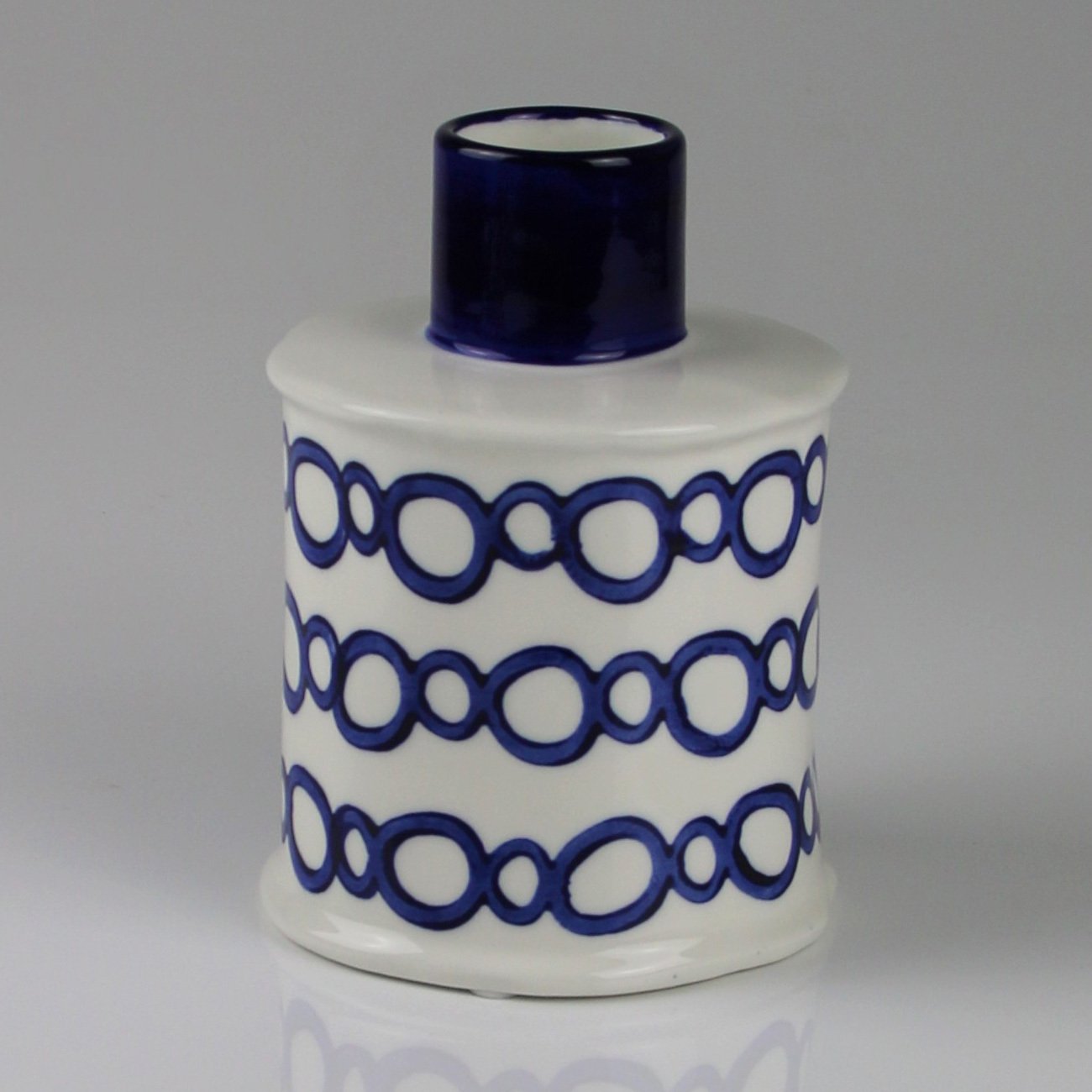 Keramikvase mit Muster, blauweiß, Ø 11,2 x H 16 cm