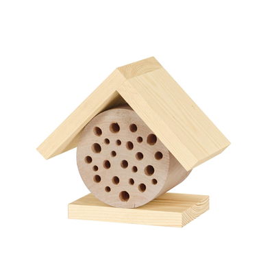 Kleines Insektenhotel mit Giebeldach, gelb, Kiefer/Erle, 17 x 11 x H 16 cm