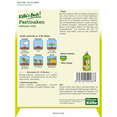 Kölles Beste Gemüsesamen Pastinaken Halblange weiß