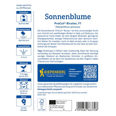 Blumensamen, Sonnenblume 'Pro Cut Bicolor', gelb Blumensamen, Sonnenblume 'Pro Cut Bicolor', gelb