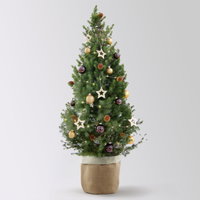 Weihnachtsbäumchen inkl. Deko, braun-gold, Jutesack natur-weiß, Höhe 120 cm