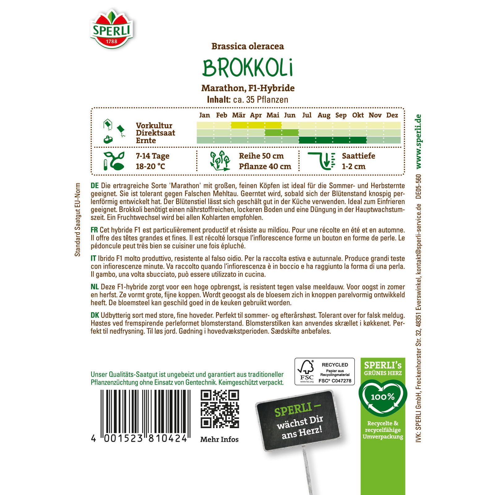 Sperli Saatgut Brokkoli 'Marathon', grün