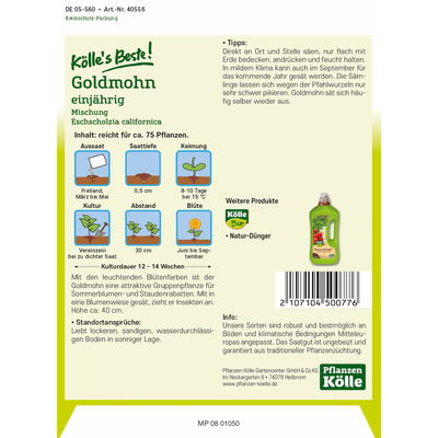 Kölles Beste Blumensamen Goldmohn (Eschscholzia) Mischung Kölles Beste Blumensamen Goldmohn (Eschscholzia) Mischung