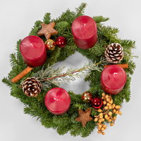 Dekorierter Adventskranz mit Stumpenkerzen in Altrot, Nobilistanne, ca. 30 cm Ø Dekorierter Adventskranz mit Stumpenkerzen in Altrot, Nobilistanne, ca. 30 cm Ø