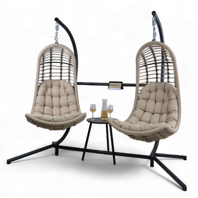 Sungörl Doppel-Hängesessel 'Bardolino' inkl. Auflagen, anthrazit/braun