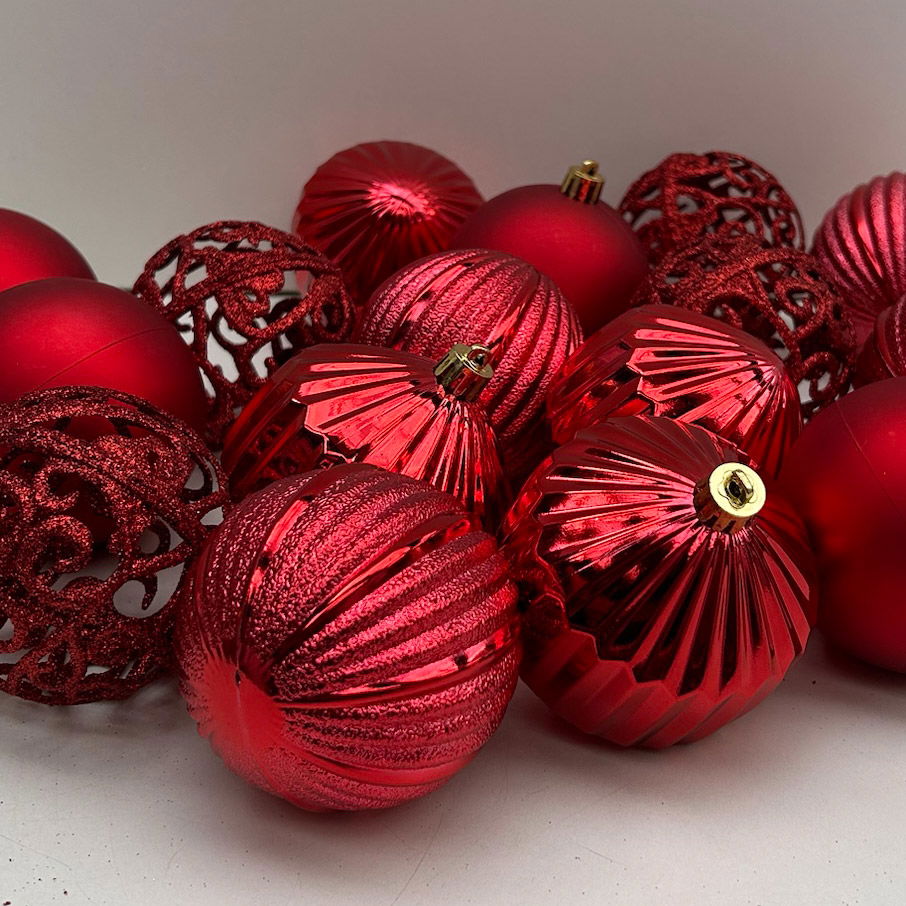 Christbaumkugelnkugelmix, 16er-Set, weihnachtsrot, ca. Ø 8 cm Christbaumkugelnkugelmix, 16er-Set, weihnachtsrot, ca. Ø 8 cm