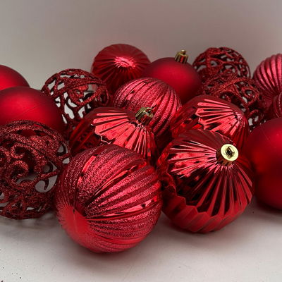 Christbaumkugelnkugelmix, 16er-Set, weihnachtsrot, ca. Ø 8 cm Christbaumkugelnkugelmix, 16er-Set, weihnachtsrot, ca. Ø 8 cm