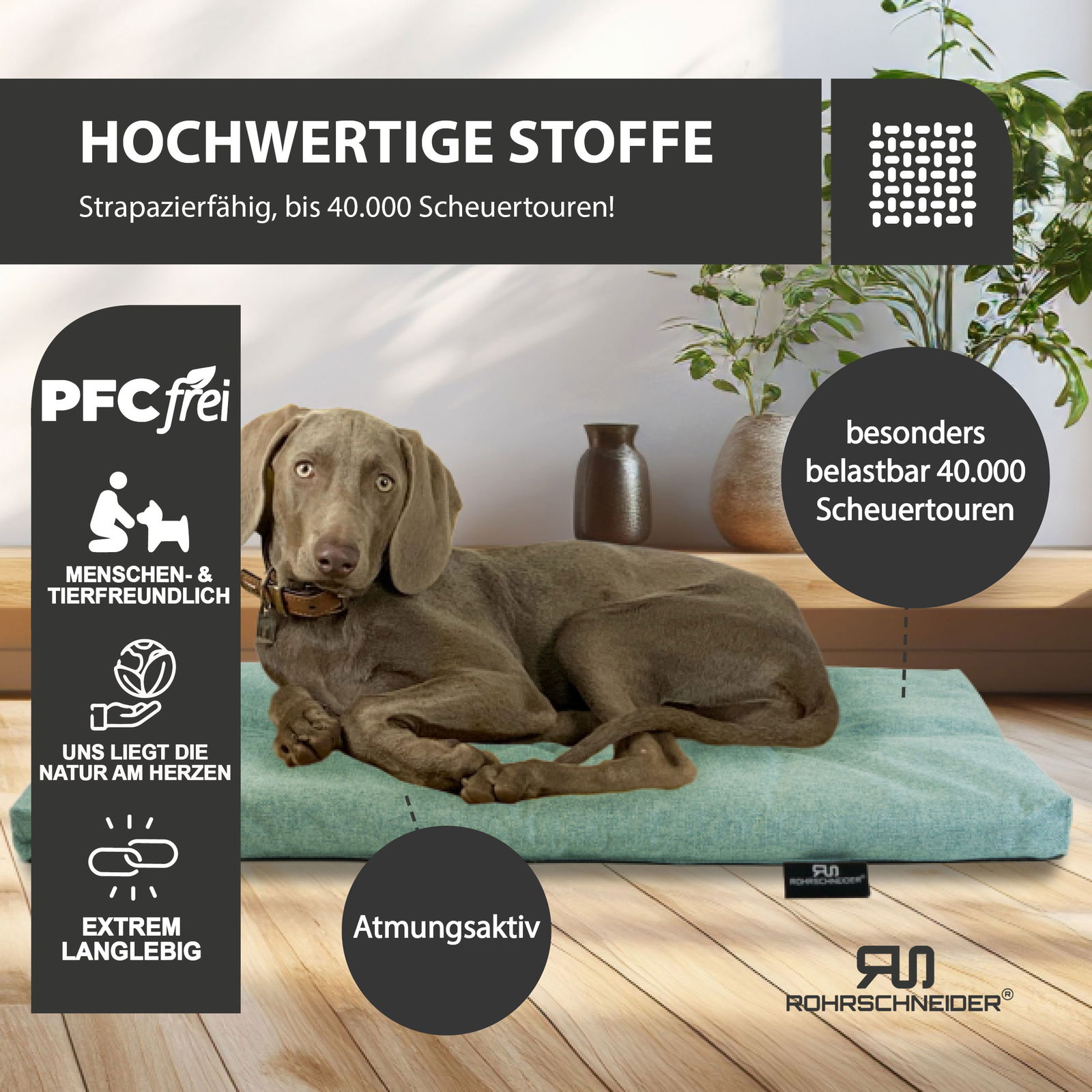 Silvio Design Tierkissen 'Ennie', türkis, Größe 3, ca. 75 x 100 cm