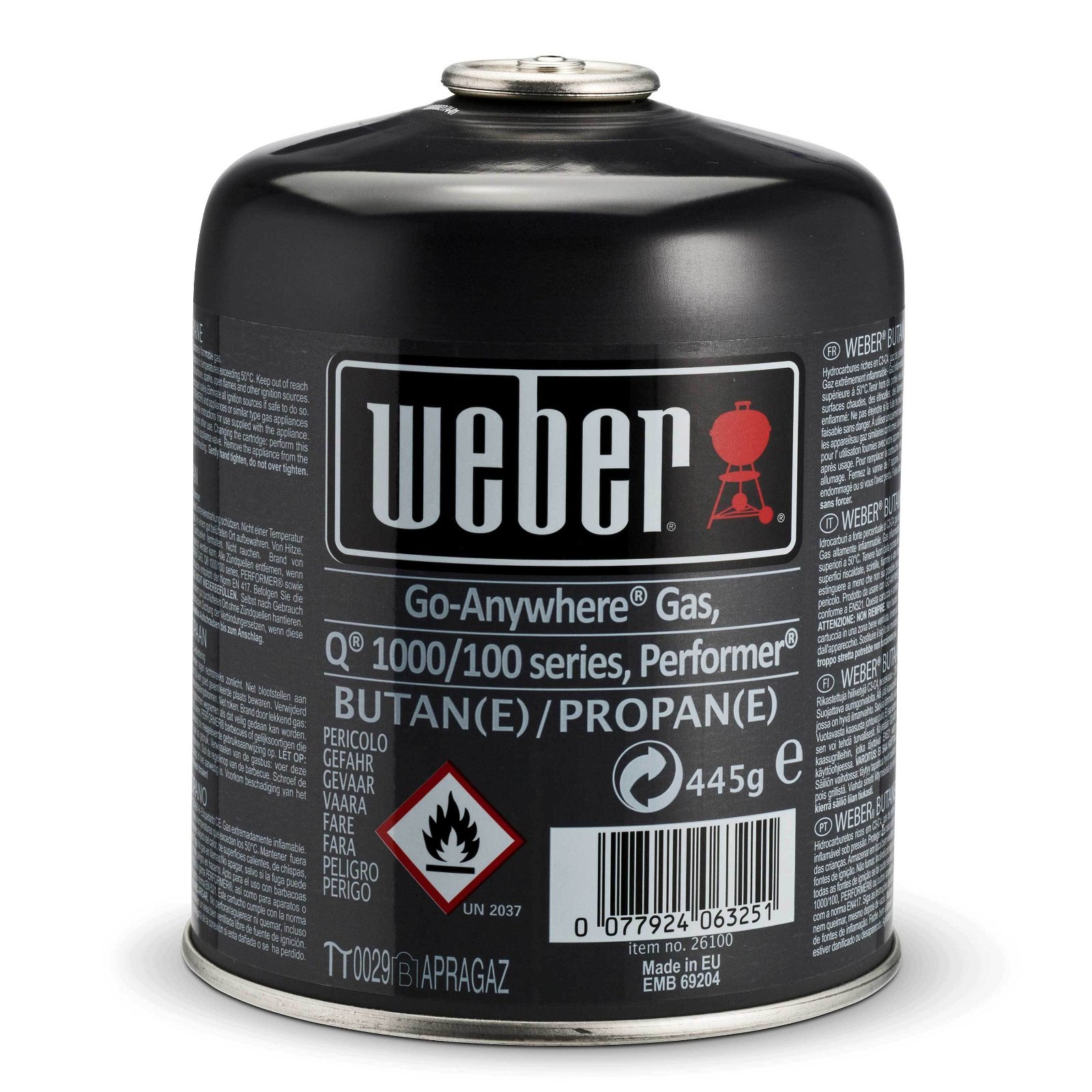 Weber Gas-Kartusche, Einwegkartusche, Inhalt: Propan/Butan, mit unterschiedlichen Grillgeräten kompatibel