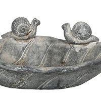 Vogeltränke in Blattform, grau, ca. Ø 30 cm