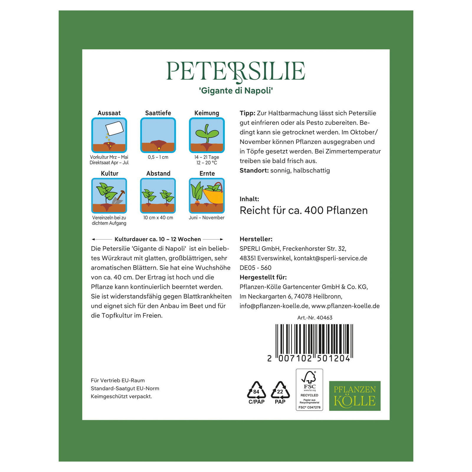 Kölles Beste Kräutersamen, Petersilie 'Gigante di Napoli' Kölles Beste Kräutersamen, Petersilie 'Gigante di Napoli'