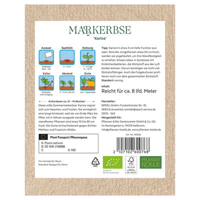 Kölle Bio Saatgut Markerbse 'Karina', grün